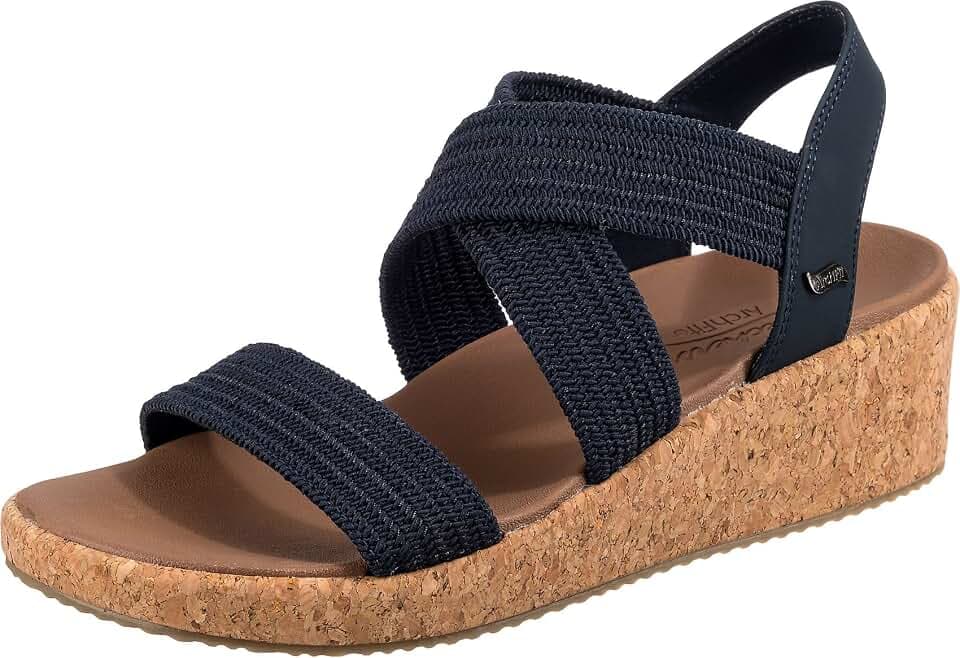 Skechers Beverlee-Love Stays Keilsandalette für Damen mit Fußgewölbe, Größe 38,5