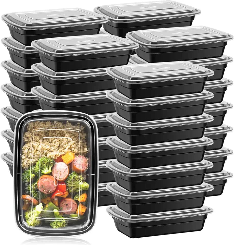 50 Stück (32 oz) Meal Prep Container,Mittagessen Bento Boxen mit Deckeln,Tragbare Mittagessen Lebensmittelaufbewahrungsbehälter Küche Essen zum Mitnehmen Camping Picknickbox Mikrowelle