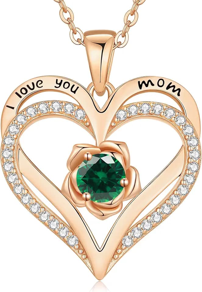 CDE Rose Gold Heart Birthstone Necklace Hypoallergenic Jewelry Gifts