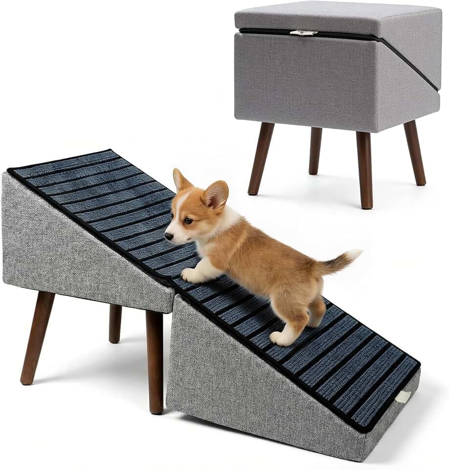 2-in-1 Dog Ottoman Ramp for Couch & Bed