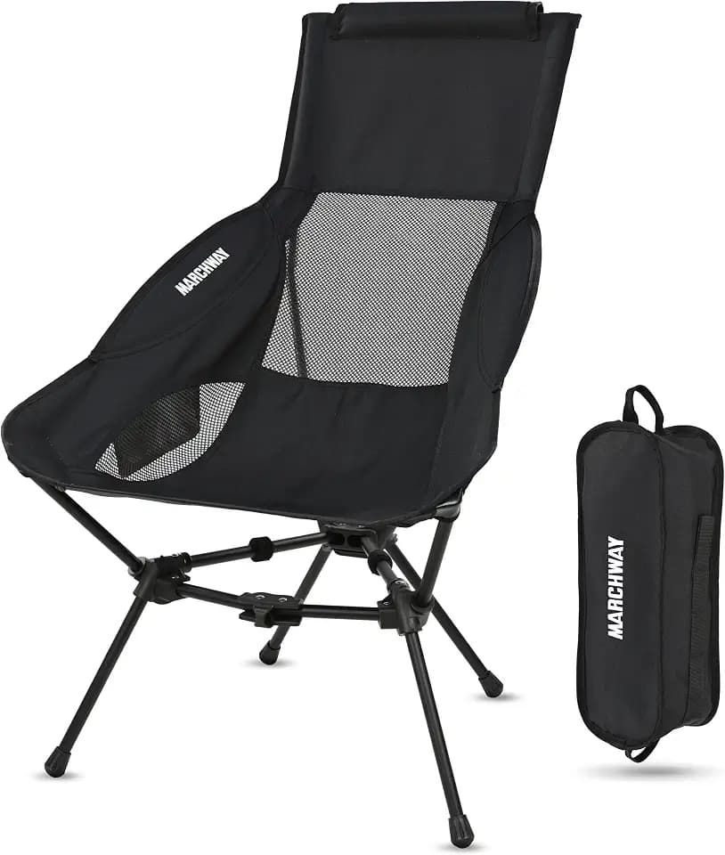 MARCHWAY Lightweight High Back Folding Camping Chair with Head Support