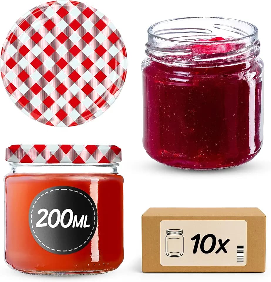 KADAX 10er Set Einmachgläser 200ml TO66, Marmeladengläser Vorratsgläser Mason Jar mit Schraubdeckel, Luftdicht & Spülmaschinenfest, Honig- & Dessertgläser