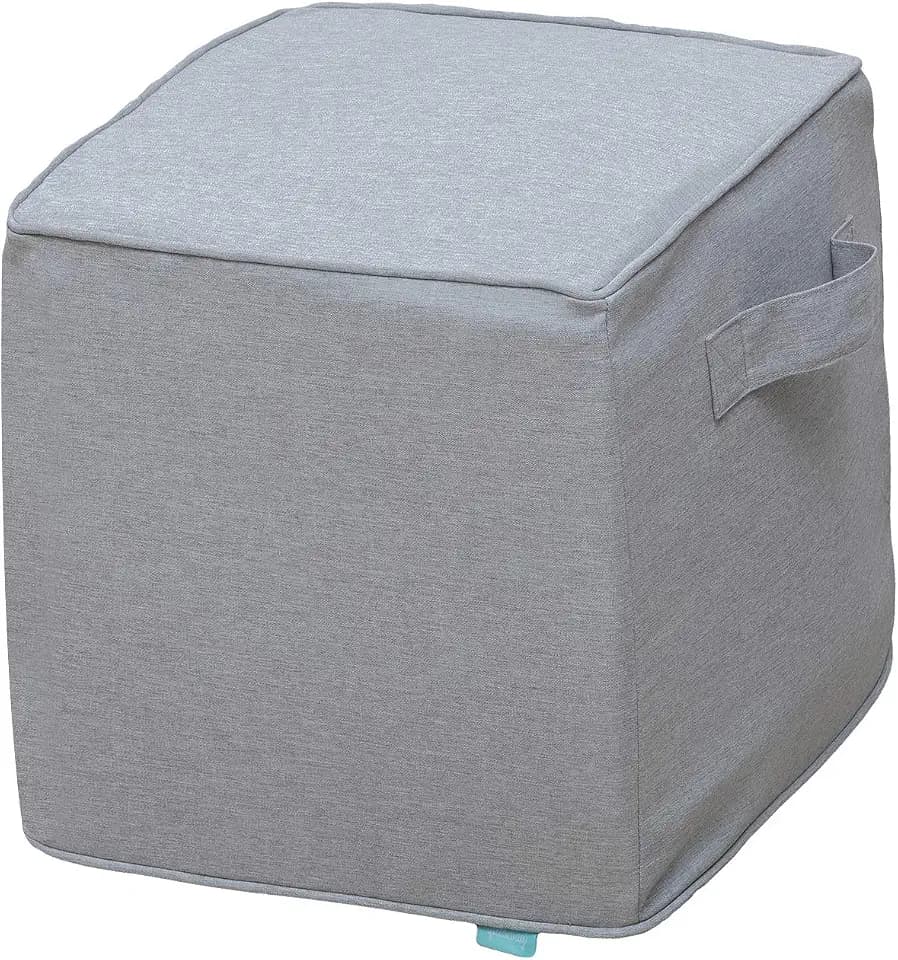 QILLOWAY Inflatable Outdoor Ottoman for Patio, Water Resistant Pouf Cube 16", Inflatable Foot Rest, Outdoor Footstool for Poolside, Garden,Camping, Gray,White