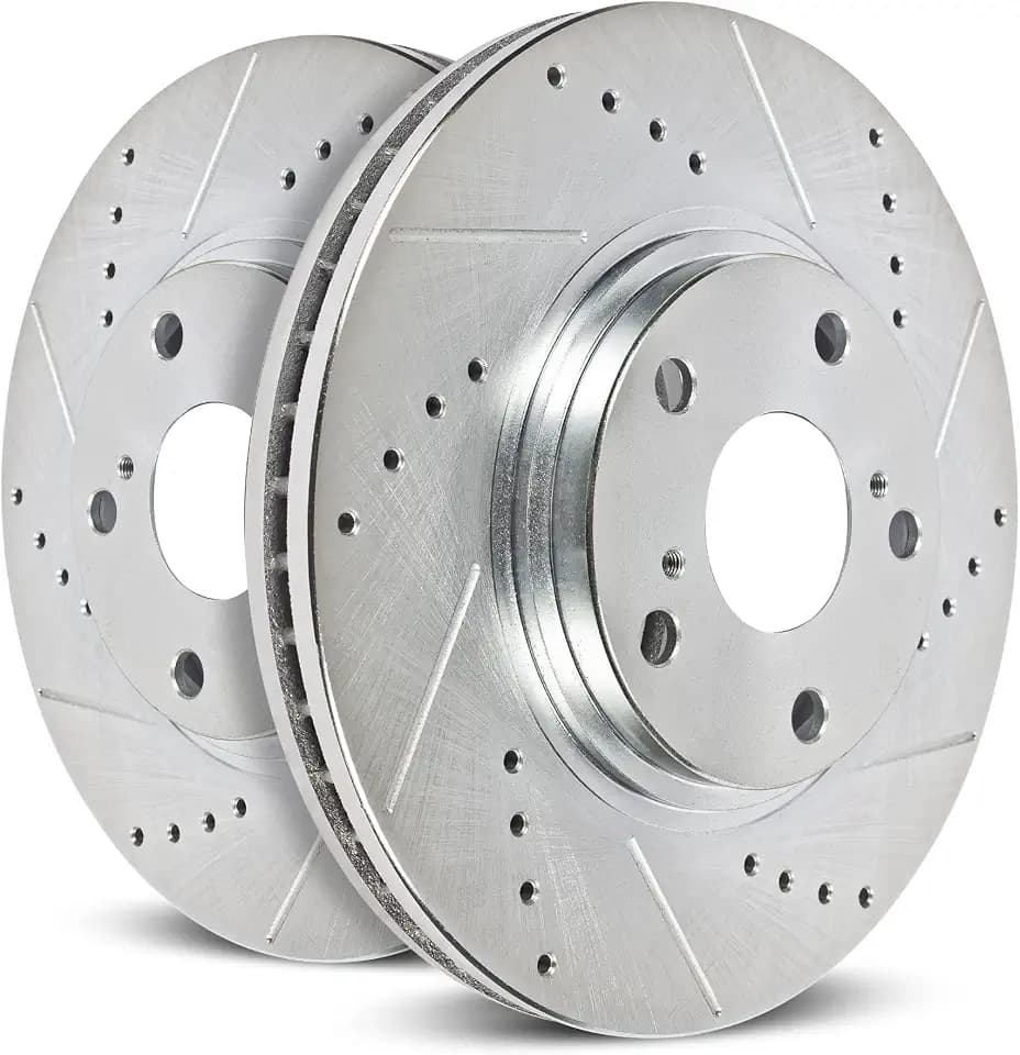 PowerStop Evolution Front Brake Rotors for Ford Transit-150 2020-26 |Transit-250 2020-26 |Transit-350 2020-26 |Transit-350 HD 2020-26 - Drilled & Slotted Performance Disc Rotors Upgrade, AR85217XPR