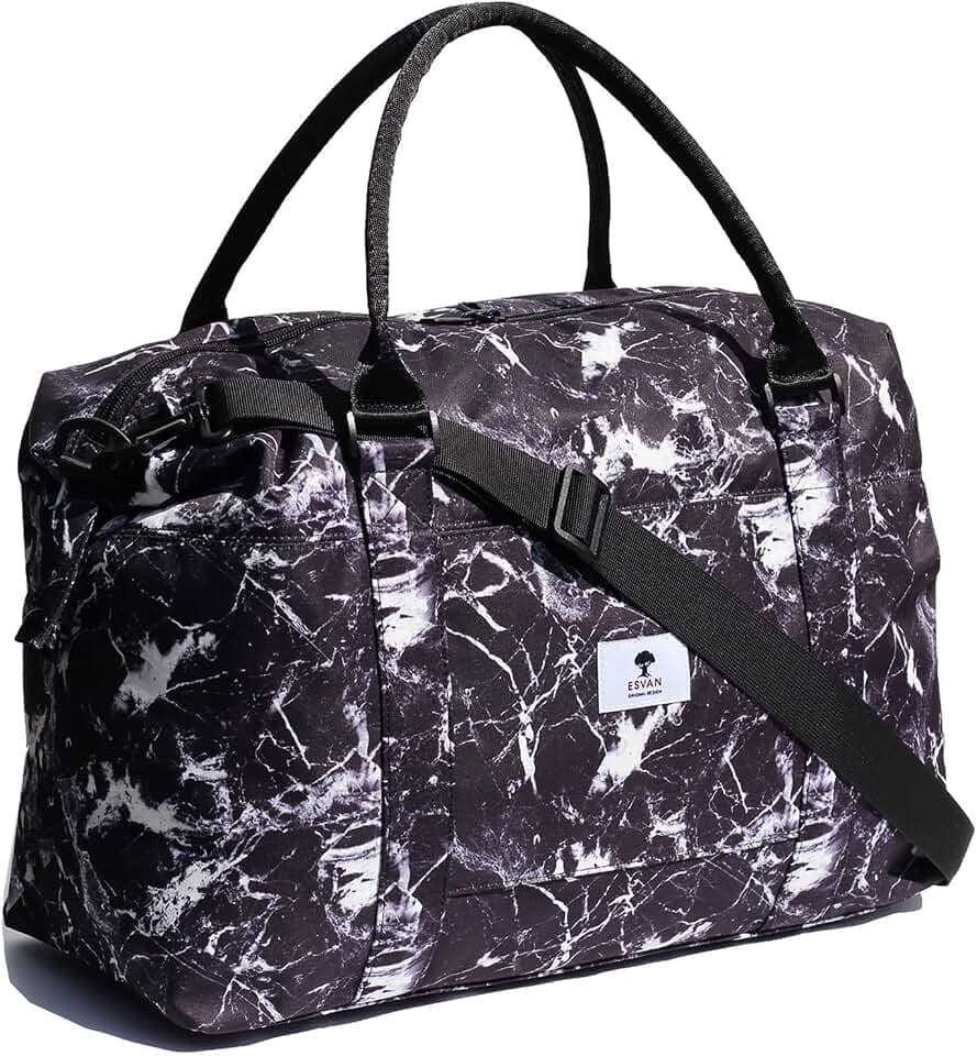 ESVAN Travel Tote Duffel Gym Bag,Weekender Overnight Carry-on Tote Crossbody Bag with Wet Pocket and Trolley Sleeve Upgraded