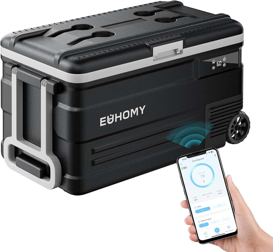 EUHOMY 80QT Portable Electric Cooler, Car fridge 0℉ to 68℉, AC/DC