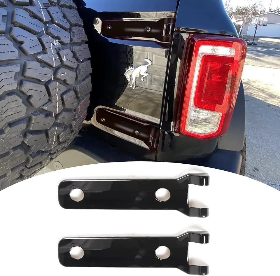 Tailgate Hinge Cover Trim for Ford Bronco 2 Door 4 Door 2021 2022 2023 2024 2025 Rear Door Hinge Liftgate Trim Exterior Decoration Accessories Spare Tire Hinges Bracket Cover, 1 Pair Black