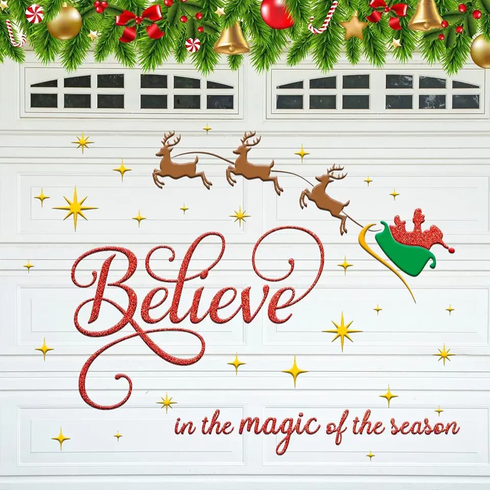 Landhoow 41 Pcs Christmas Garage Door Magnets Reindeer Santa Sleigh