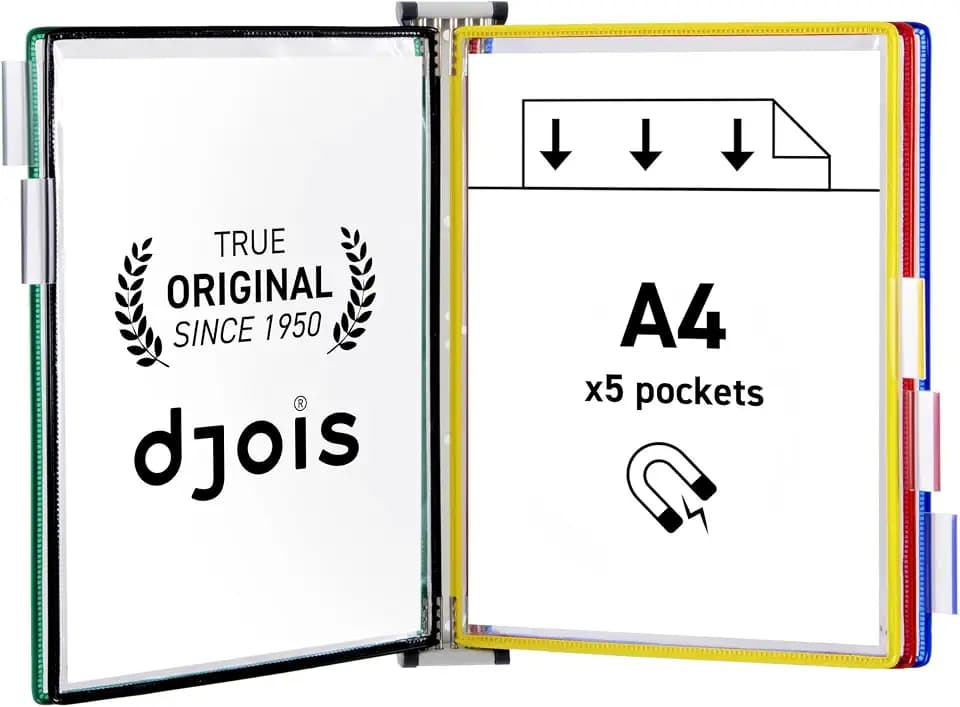 Djois, 416169 – Magnetisches Wandsystem A4, PVC, 5 Sichttafeln, Sortiert
