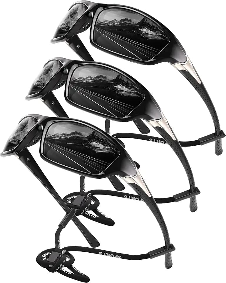 Polarized Sports Sunglasses for Men - Wrap Around Mens Sunglasses UV Protection for Fishing Cycling Driving