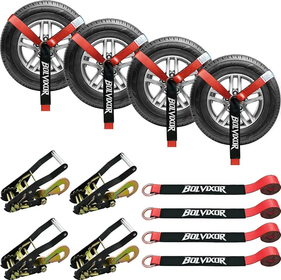 Car Tie Down Straps, 4 Pack, 2" x 96", 9900 LBS, Heavy Duty Snap Hooks