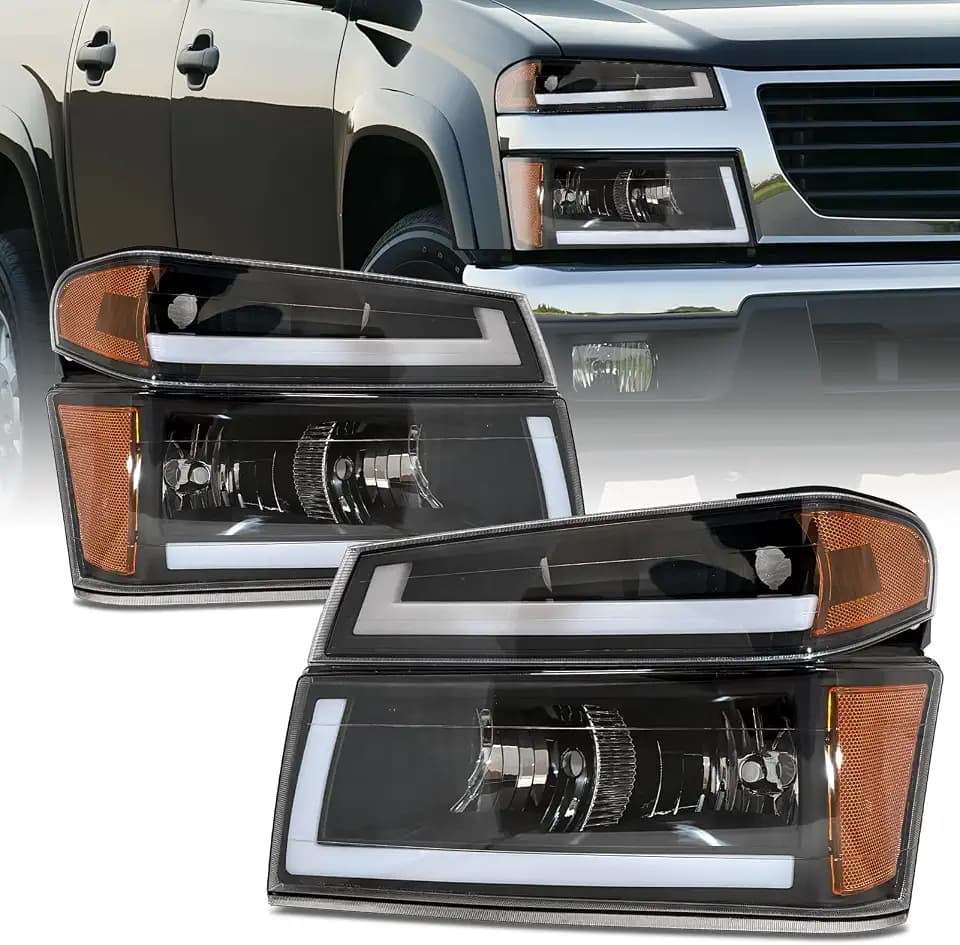 LED DRL Headlight Assembly Compatible with 2004-2012 Chevy Colorado
