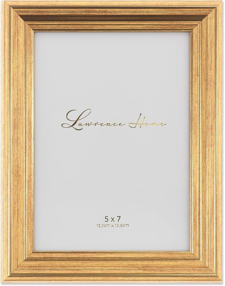 Lawrence Frames Sutter Burnished Picture Frame, 5 by 7-Inch, Gold