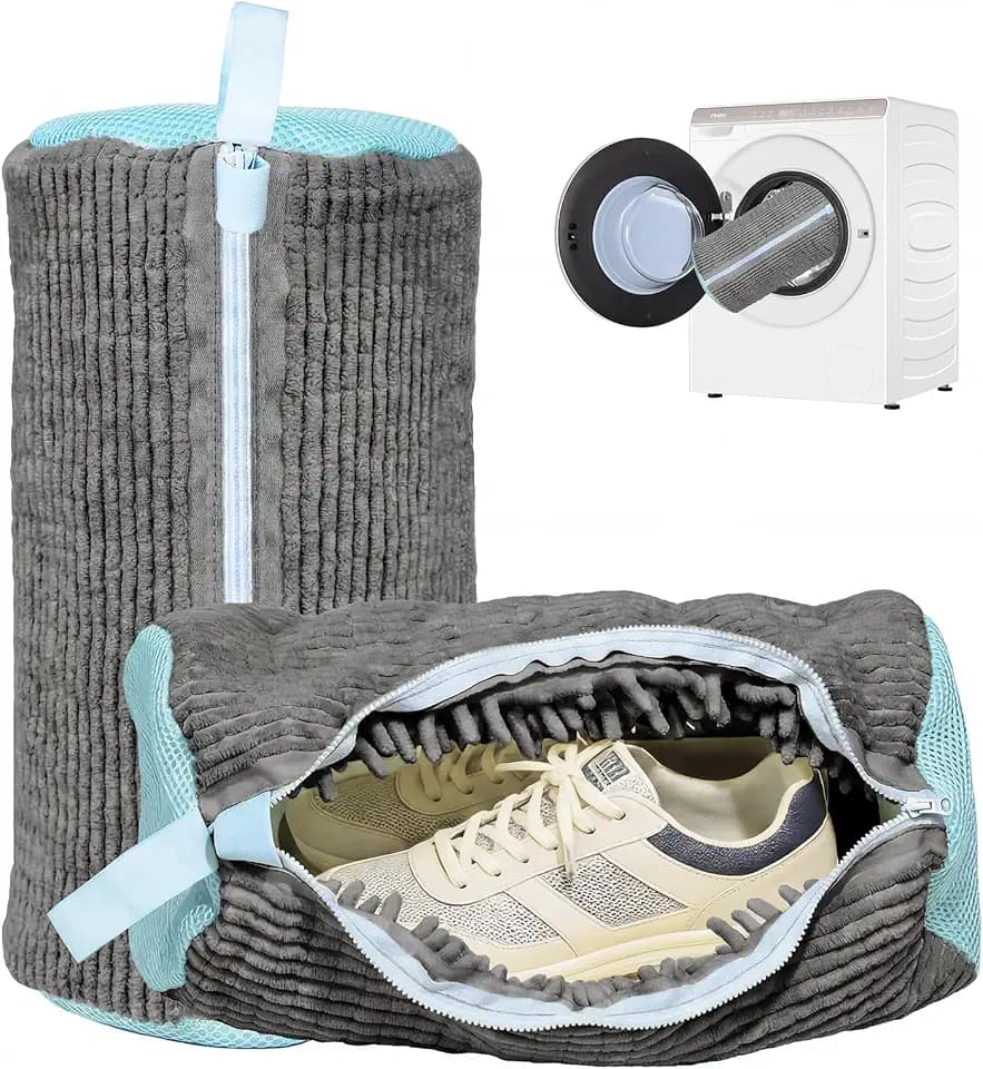 2PCS Shoe Washing Machine Bag With Zipper,Heavy Duty Shoe Washing Bag,Grey
