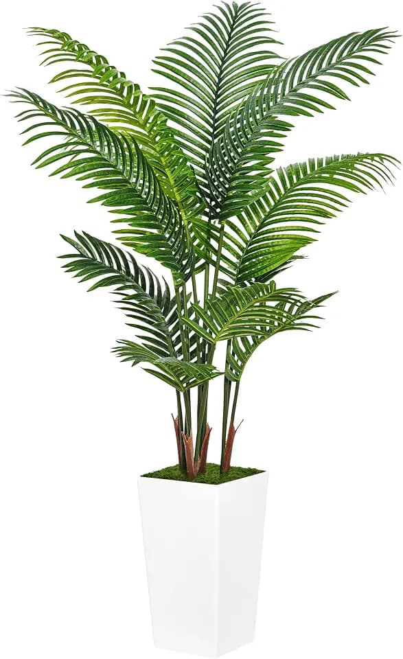 ASTIDY Artificial Plant 5FT Fake Palm Tree with White Tall Planter