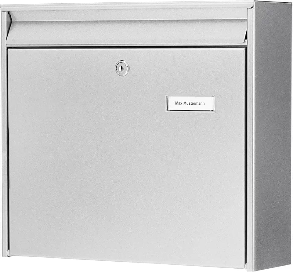 Burg-Wächter Briefkasten, Briefkastenanlagen geeignet, A4 Einwurf-Format, Verzinkter Stahl, Mail 5877 Si, Silber
