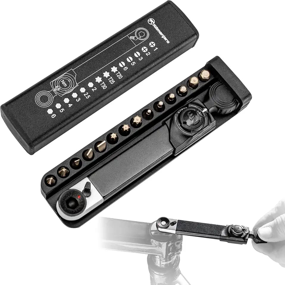 Kilimanjaro 15-in-1 Mini Bike Torque Wrench Tool Kit – Compact Bicycle Repair Set with Precision Torque Wrench, Hex, Torx & Screwdriver Bits, and Storage Case – Cycle Series – 910546ECE