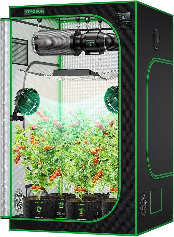 VIVOSUN S448 4x4 Grow Tent 48"x48"x80" Mylar Tent for Indoor Plants