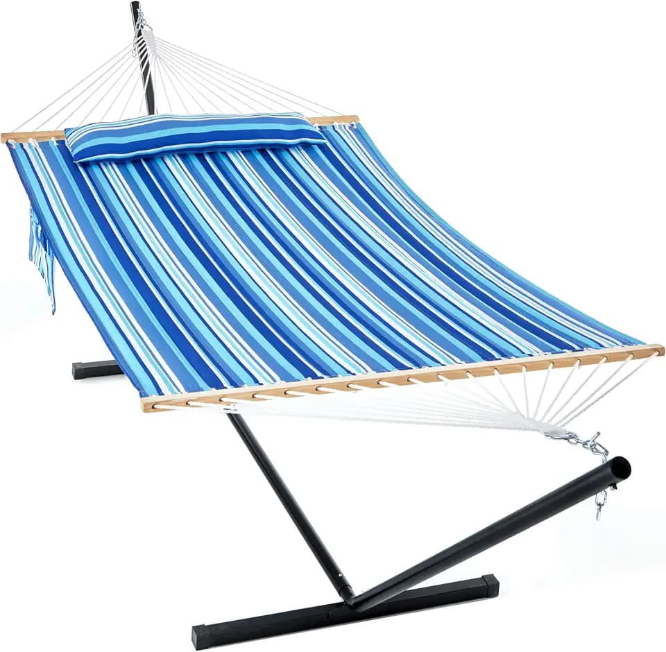 GAFETE 2 Person Hammock with Stand for Outside, Heavy Duty Steel Stand