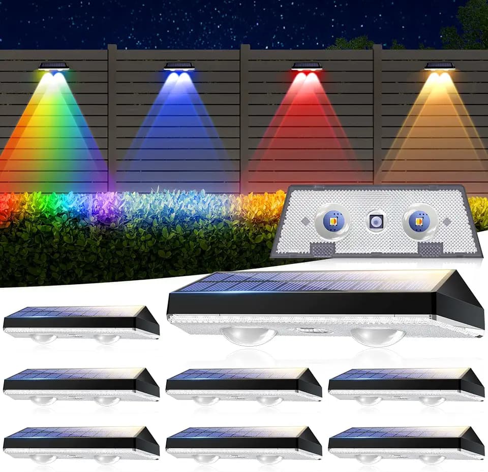 Solar Fence Lights Outdoor, 8 Pack Solar Wall Lights