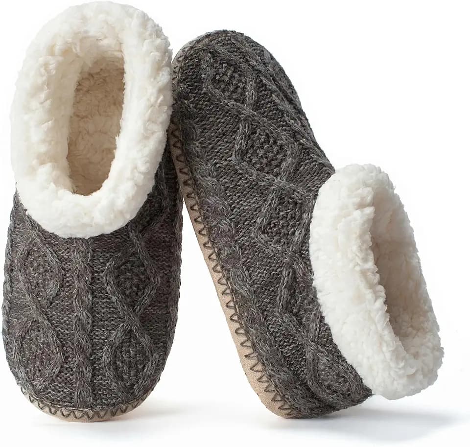 cosyone1997 Cable Knit Slipper Socks for Women Non Slip Soft Sole