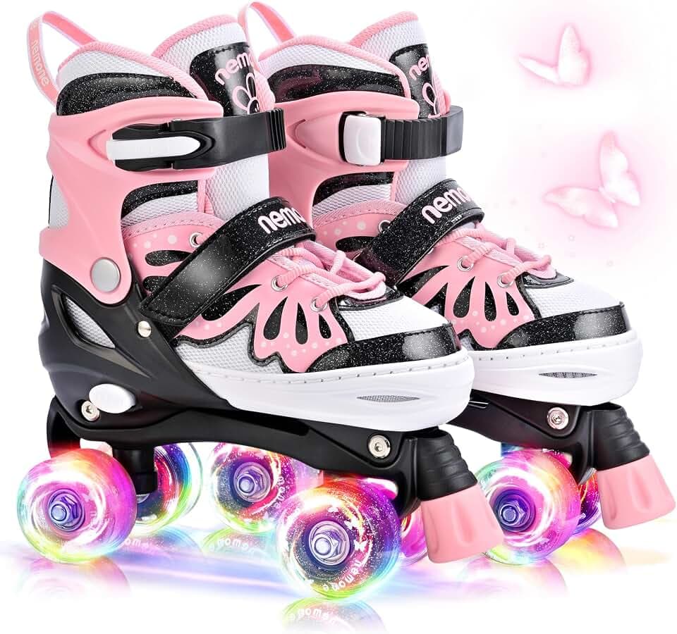NEMONE Mermaid Adjustable Light up Roller Skates for Girls Boys
