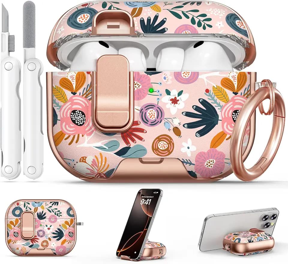 for AirPods Pro 3 Case 2025 with Safety Lock-Blue Bells Flower