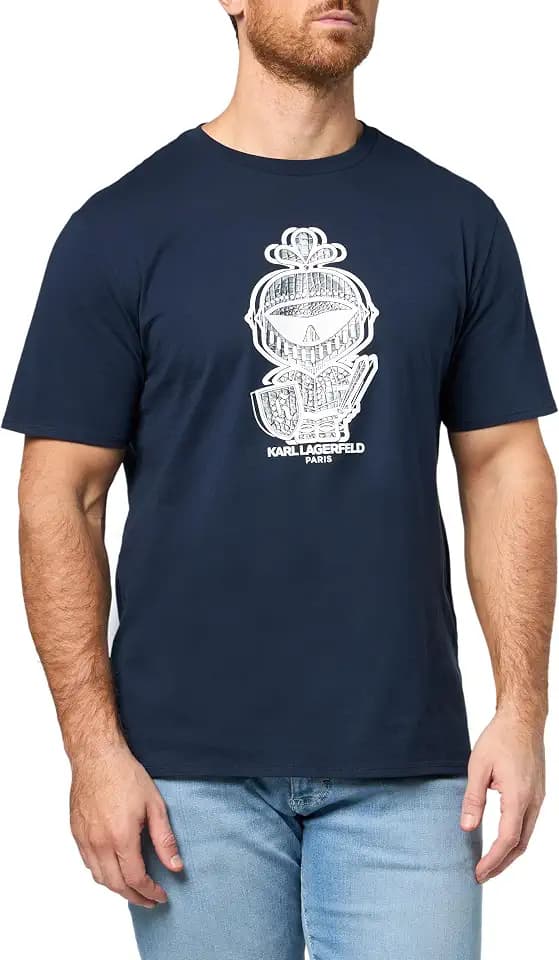 KARL LAGERFELD Men's Crewneck Short Sleeve Karl Armour Graphic Relaxed Fit T-Shirt