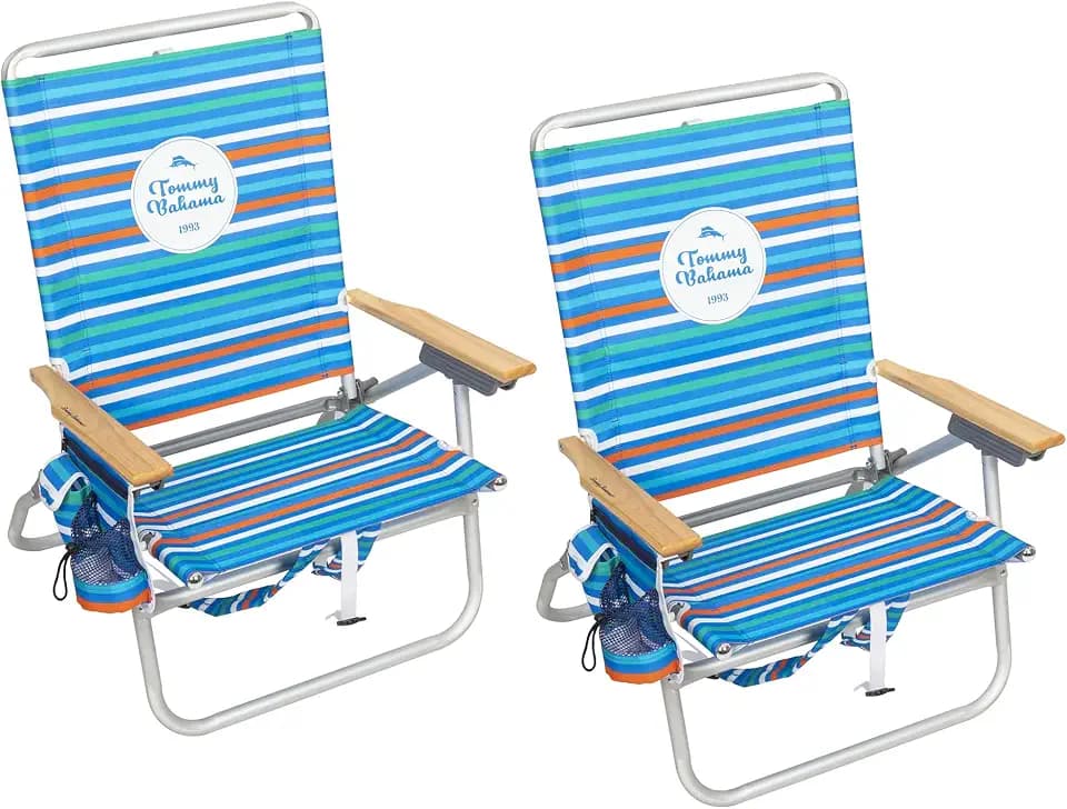 Tommy Bahama 4-Position Extended seat Height Easy in-Easy Out Folding Backpack Beach Chair
