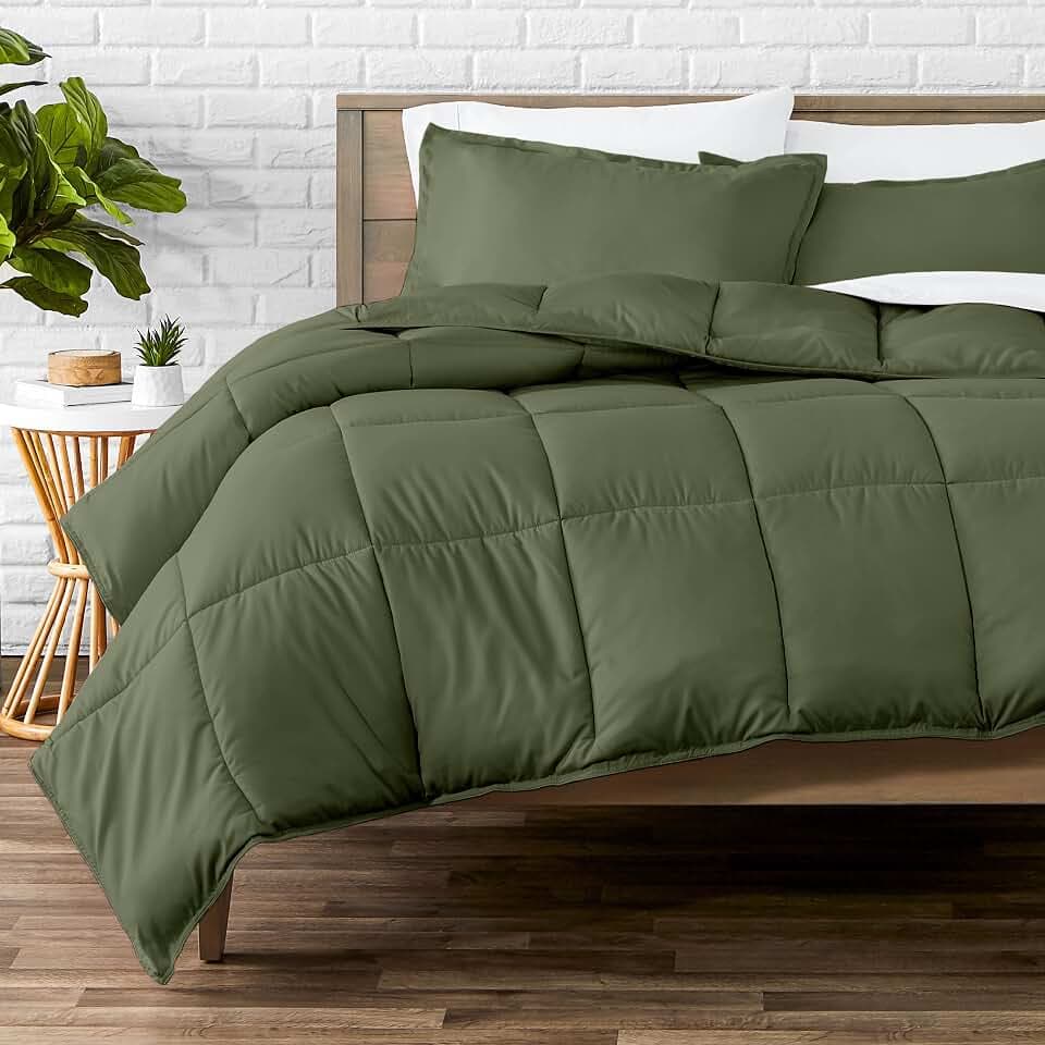 Bare Home Queen Comforter Set - 1800 Ultra Soft (Queen, Cypress Green)