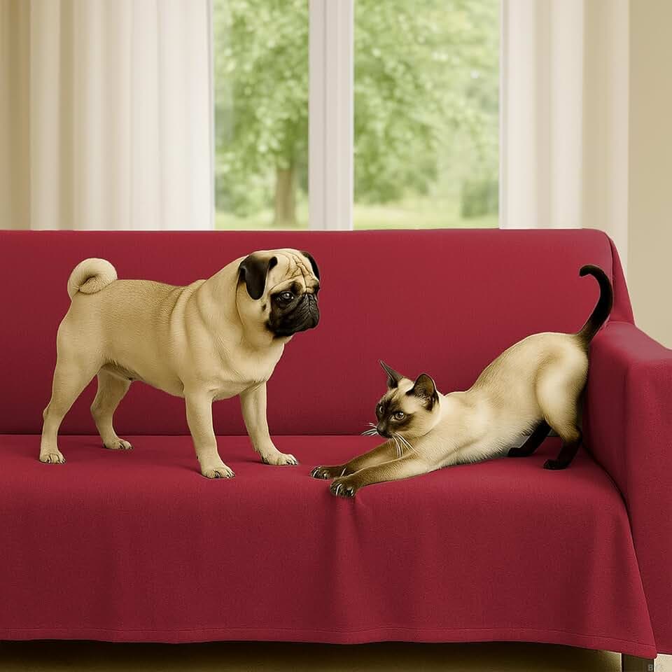 Byour3 - Sofaüberwurf 3 4 2 Sitzer Dicke Baumwolle Gemischter Sofa Cover Mehrzweck Sofabezug Auch Für Ecksofa L U Form Sofa-Couch Abdeckung Alles Abwaschbar Beständig (Panama Rot, 3 Sitzer)