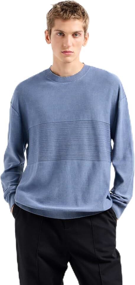 Armani Exchange Herren Comber Cotton with Horizontal Stripe Pullover Sweater