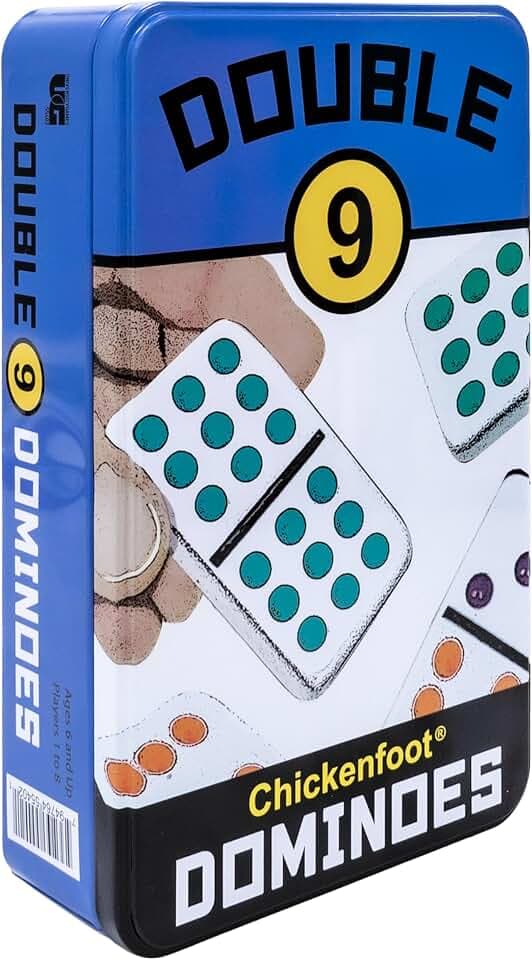 Double 9 Domino Game Travel Tin, Portable Family Game, Ages 8+