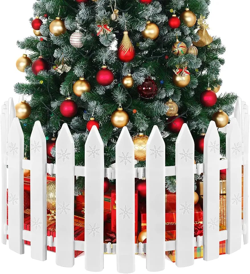 MCEAST 16 Pieces White Plastic Traditional Christmas Tree Fences, 4.6 x 12 Inches, Ideal for Home, Wedding, Fairy Garden, Party