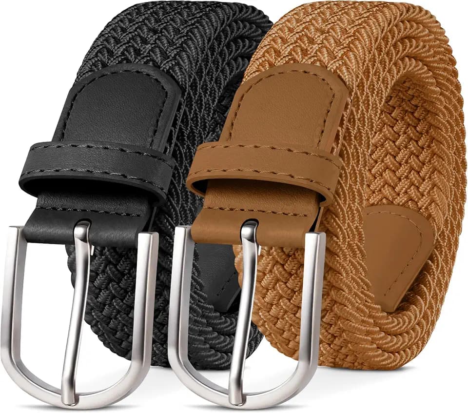 YOUCHAN 2er-Pack Gürtel für Damen und Herren Gürtel Elastische Flechtgürtel 3,3 cm Stretchgürtel mit Verstellbarer Dehnbarer Stoffgürtel Unisex