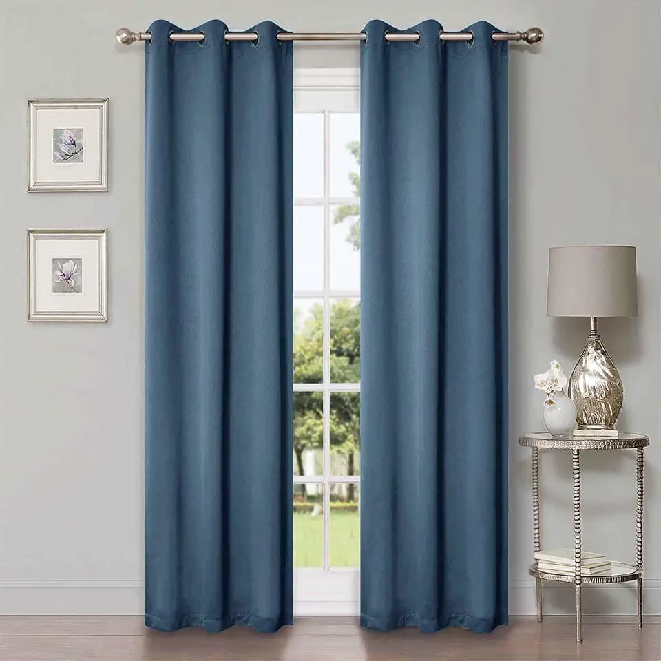 SUPERIOR Blackout Curtains, Room Darkening, Bedroom, Drapes, Kitchen, Living Room Window Accents, Sun Blocking, Thermal, 2 Pack, Solid Blackout Curtains, Set of 2, 42" x 96", Denim Blue