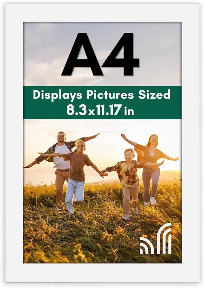 Americanflat A4 Picture Frame with Shatter-Resistant Glass - 8.3x11.7 Frame with Engineered Wood - Signature Collection - A4 Frames for Tabletop and Wall Display - White