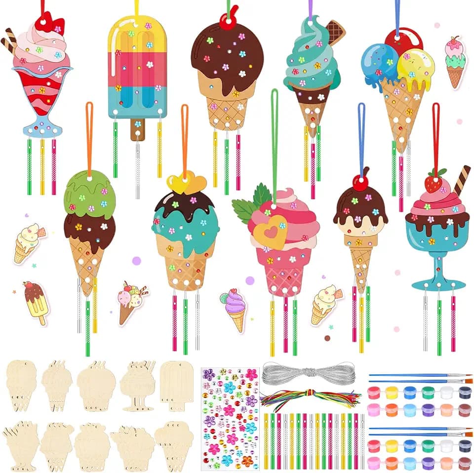 JellyArch Ice Cream 30 Pack DIY Wind Chime Kit Art and Crafts