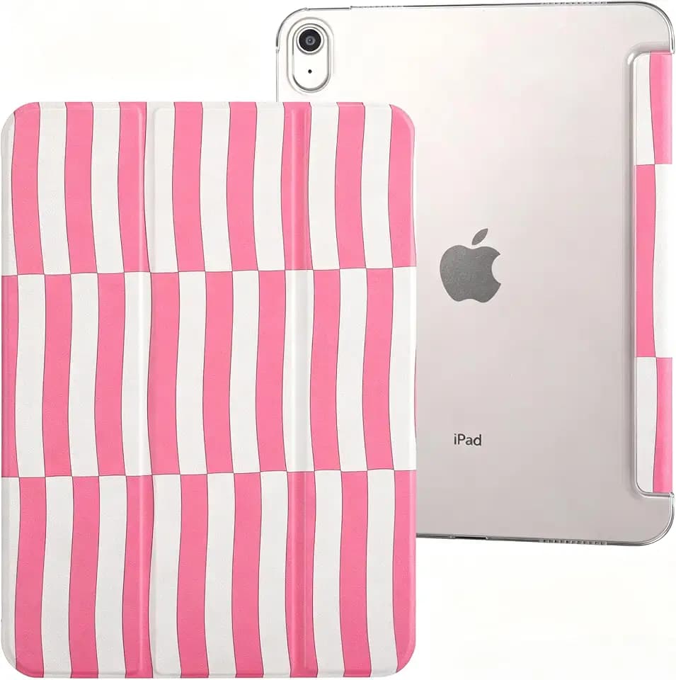 case for ipad 11th Generation11 Inch 2025 (A16 Chip) & 10th Gen 10.9 Inch 2022 - Slim Scratch-Resistant Hard PC Translucent Back Shell Smart,Cover Wake/Sleep Function,Pink Irregular Stripes