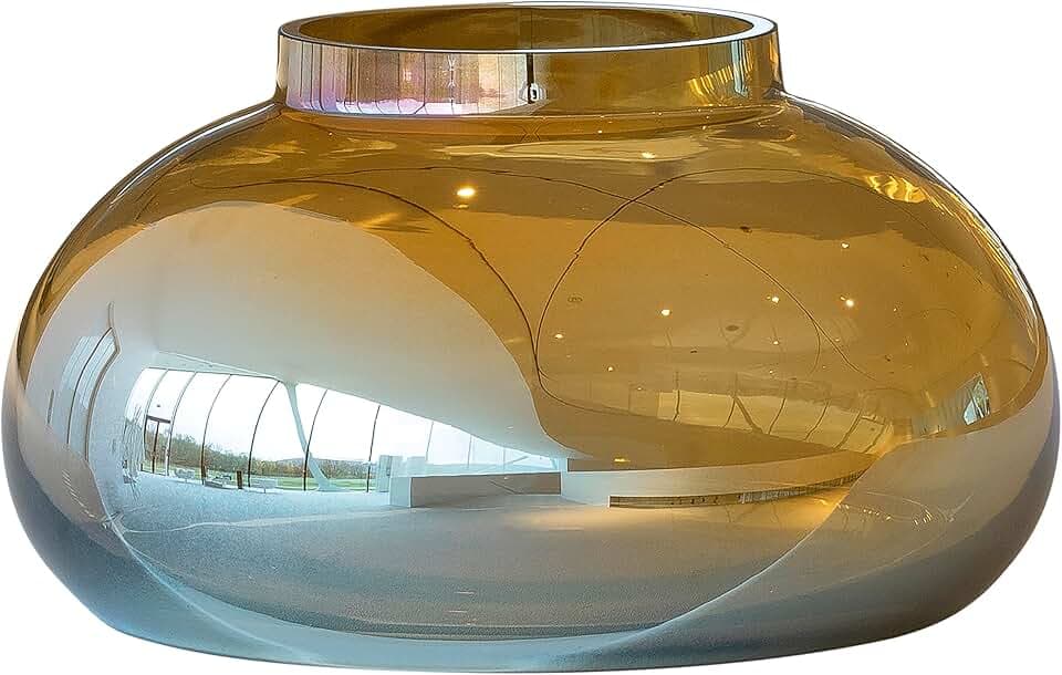 LEONARDO HOME POESIA Vase, 1 Stück, handgefertigte Deko-Vase, bauchige Blumen-Vase, elegante Glasvase in gold, 14cm hoch, 018650