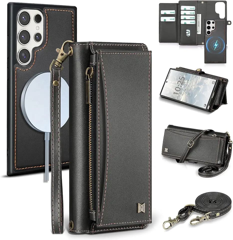 Wallet Case for Samsung Galaxy S24 Ultra,RFID Blocking,Black