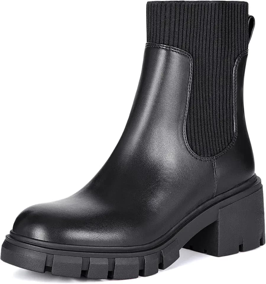Athlefit Women's Chunky Platform Chelsea Ankle Boots