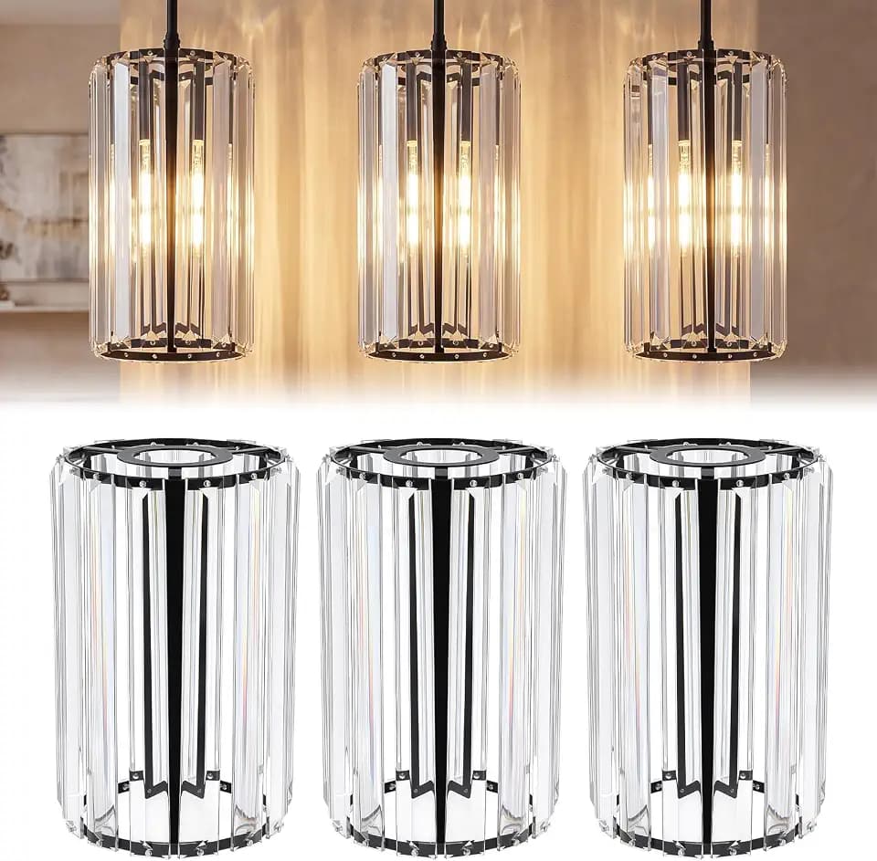 Teenyyou 2 Pack Crystal Pendant Light Shade, 1-5/8"(1.65") UNO-fitter, Tall