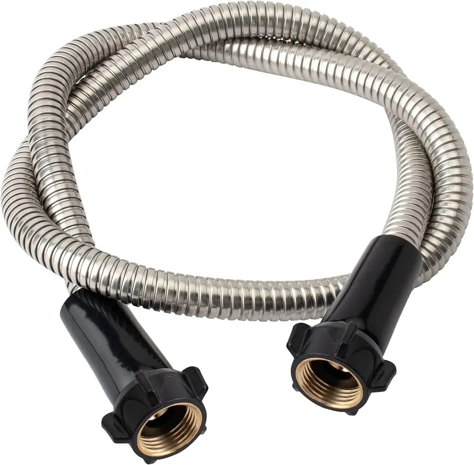 Yanwoo 304 Stainless Steel 2ft Garden Hose with Female to Female Brass Connector, 18mm Outer Diameter Flexible & Lightweight Heavy Duty Short Water Hose for Outdoor (2 Feet)