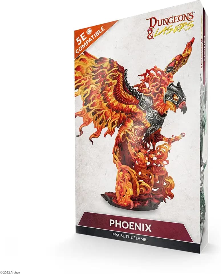 Dungeons & Lasers Phoenix Miniature Figure - 6.1" Height (155mm) with Scenic Base - 5E Compatible for DND and Tabletop RPG Games - Unassembled and Unpainted - for Ages 14 Years and up