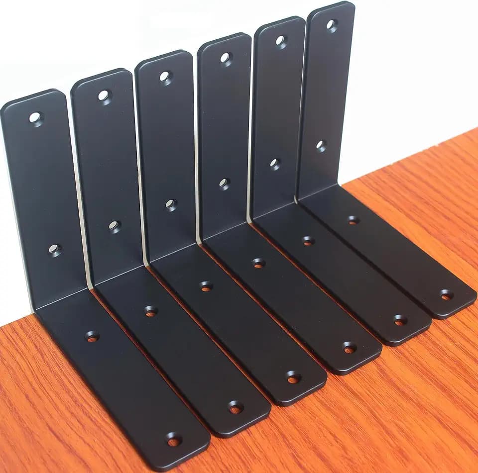 6 Pack - L 6" x H 6" x W1.5, 5mm Thick Black L Shelf Bracket, Iron Shelf Brackets, Metal Shelf Brackets, Floating Shelf, Shelf Supports with Screws