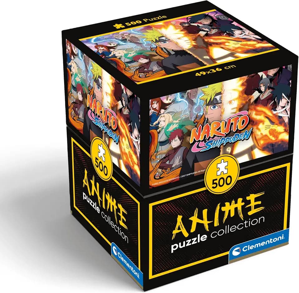 Clementoni - Naruto Shippuden Cube Shippuden-500 Pieces, Horizontal, Fun for Adults, Manga, Anime, Made in Italy, Multicoloured, 35516