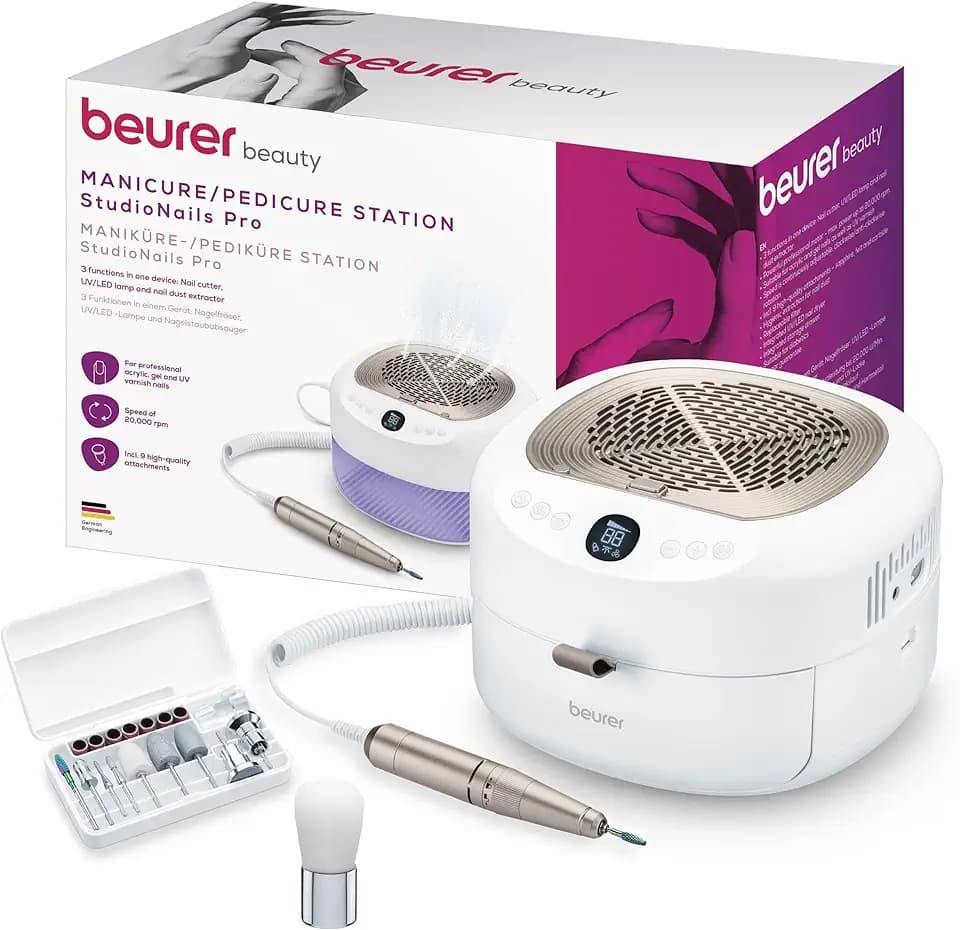 Beurer MP 200 3-in-1 elektrischer Nagelfräser, UV-/LED-Lampe & Absauger