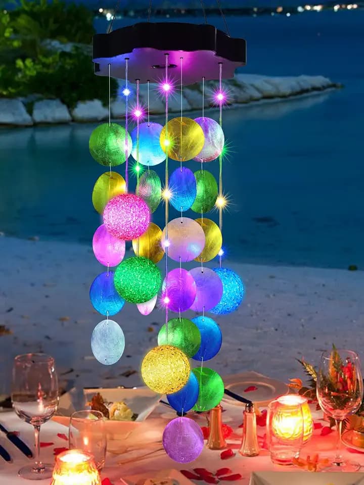 Toodour Solar Wind Chimes for Outside, Hanging Pastel Lights with 2 Modes