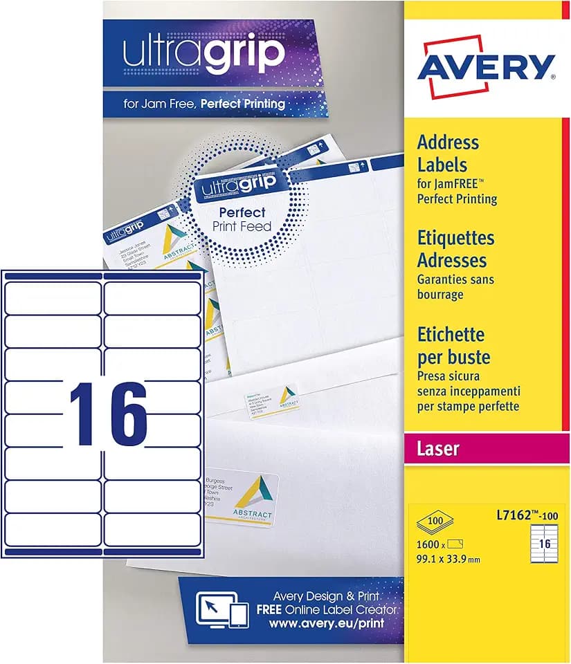 Avery 054470 Blatt Etiketten Laser, 100 Pack